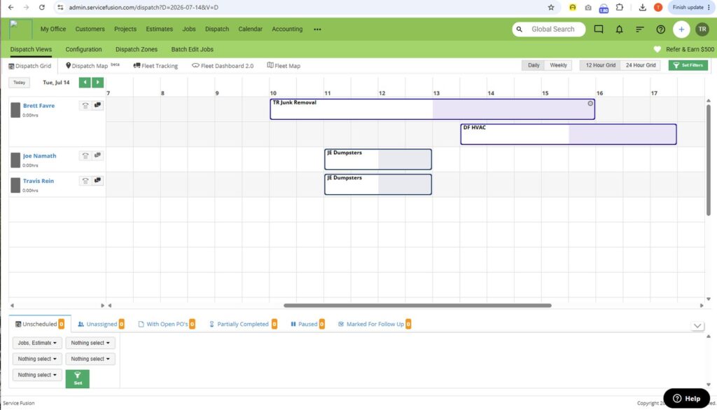 Scheduling and dispatch