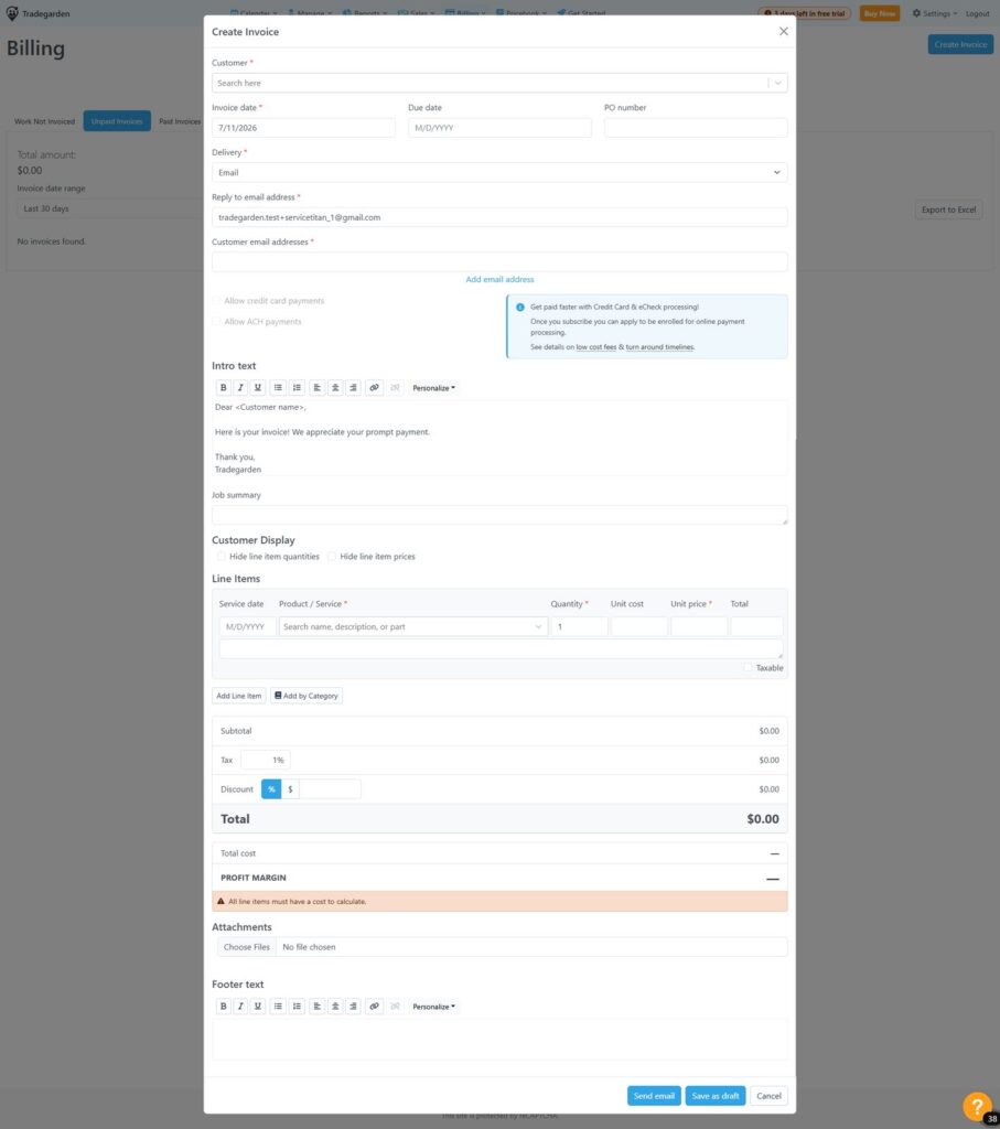 Invoicing and payments