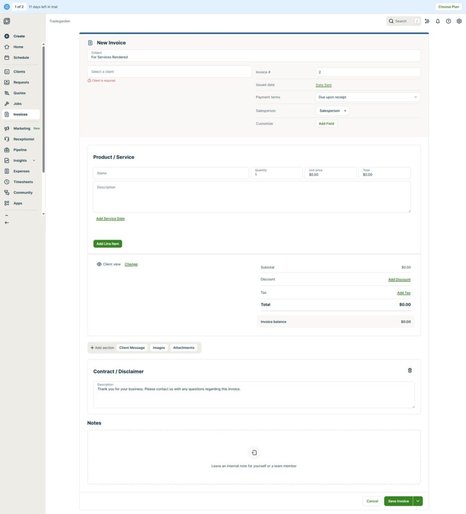 Invoicing and payments
