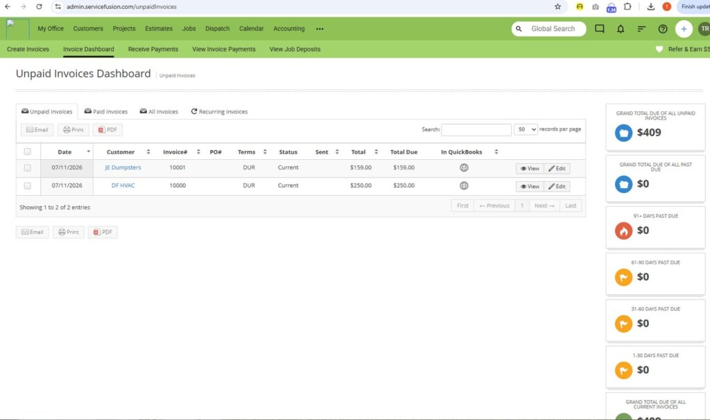 Invoicing and payments