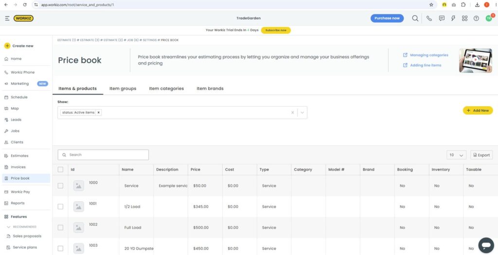 Estimates and price book